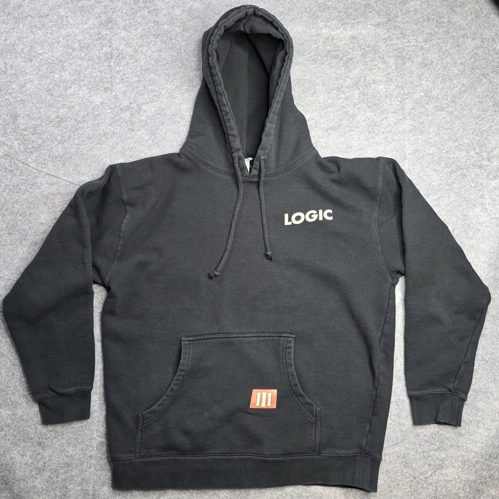 Logic Hoodie‎ Mens Large Black Bobby Tarantino III Pullover Rap Hip Hop Graphic - Picture 2 of 9
